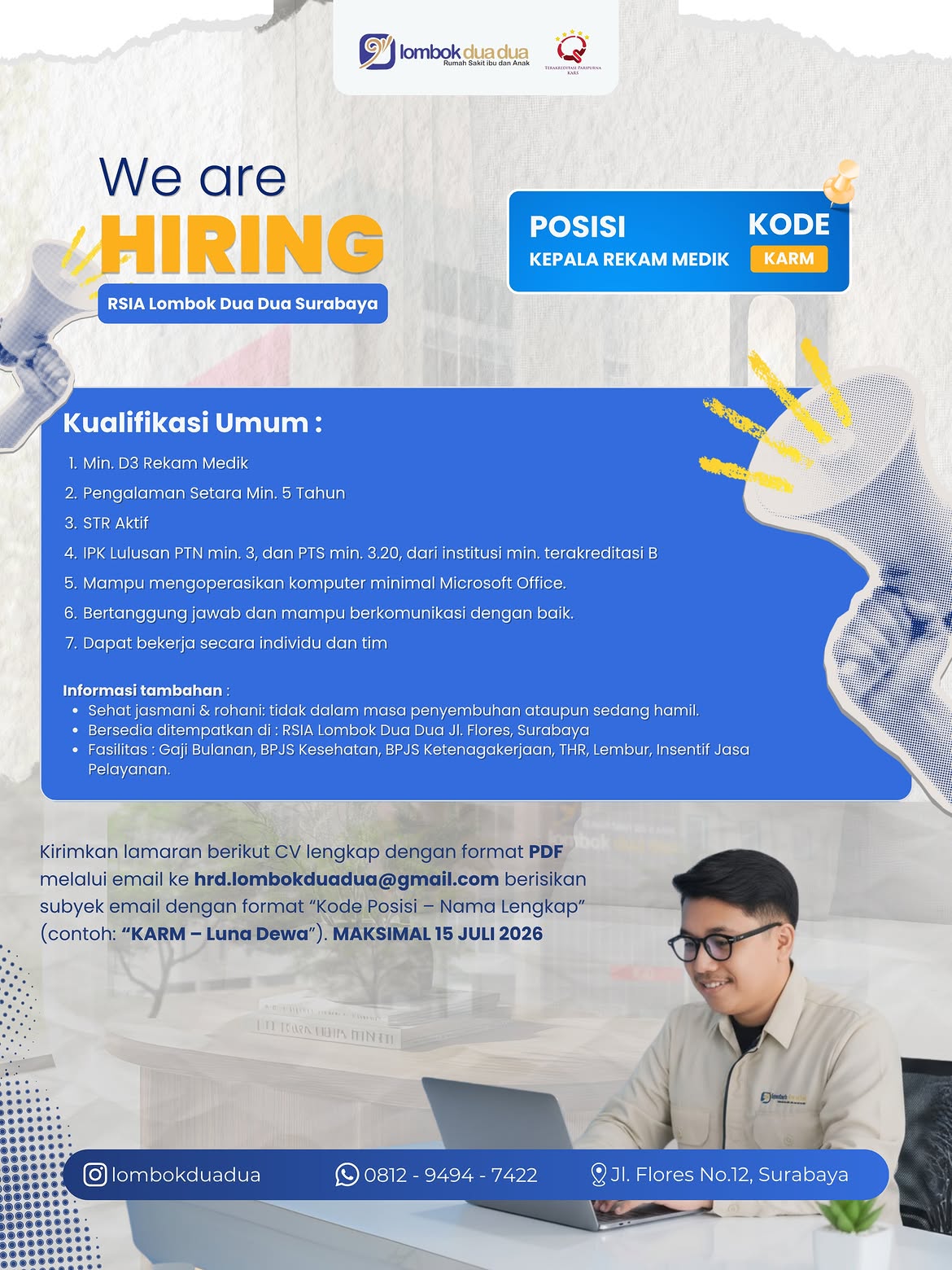 WE ARE HIRING 💼Kami memanggil talenta-talenta berdedikasi yang siap memberikan pelayanan terbai (1)